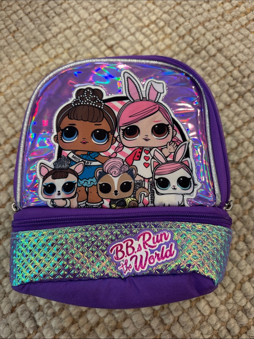 BB Run the World Holographic Purple Kids Lunch Bag